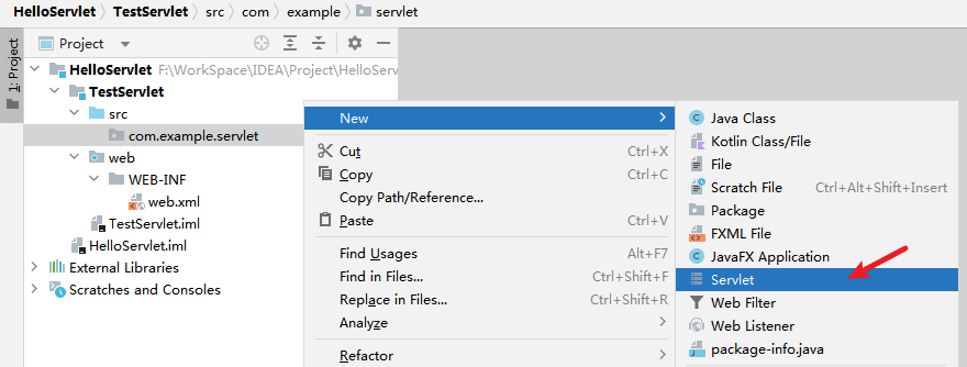 右击创建 Servlet